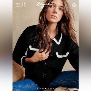 Sezane Black and White Cardigan